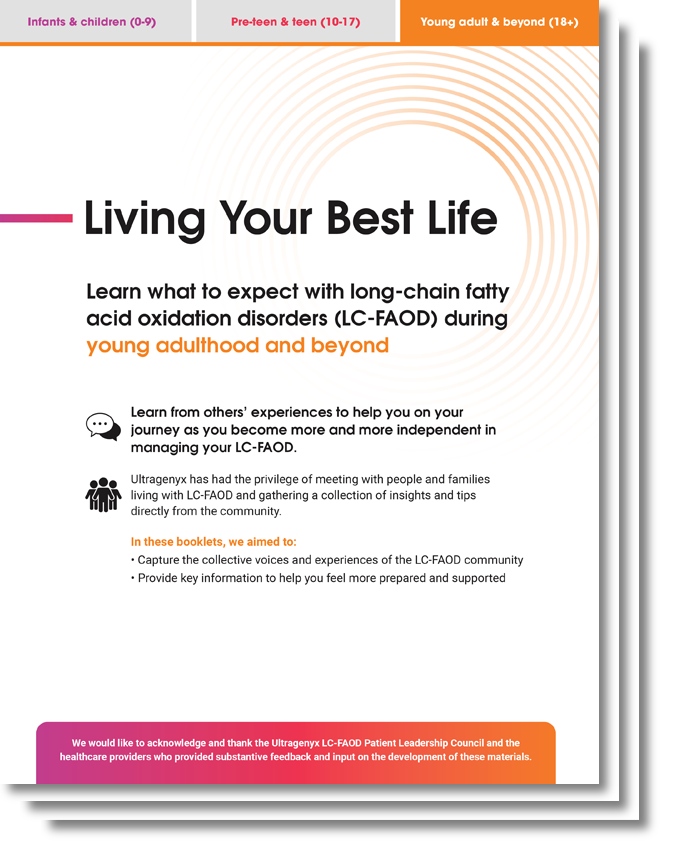 Front cover of LC-FAOD Life transition booklet for young adult and beyond download